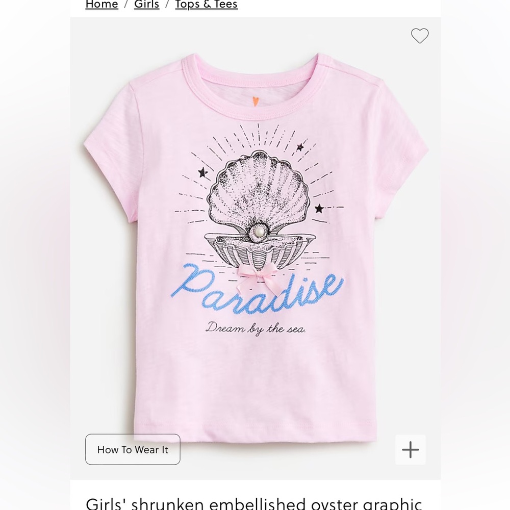 Never been worn kids shirt with pearl. New, in bag, with tags. XS. Retail $32.50